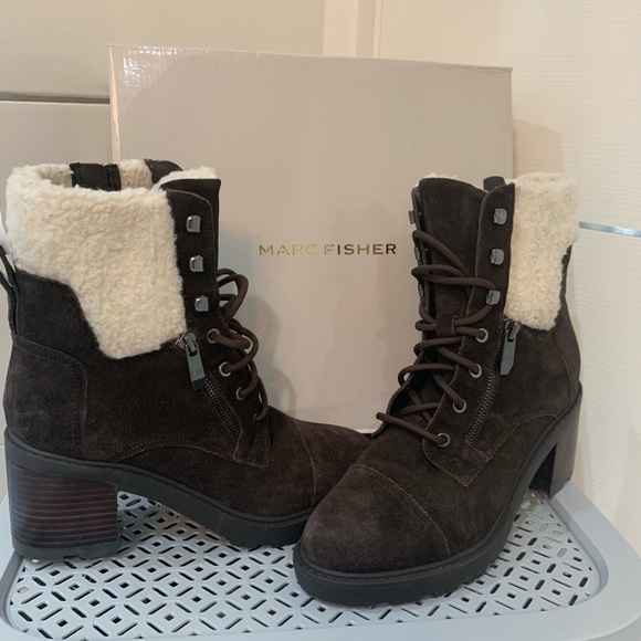 NWT Marc Fisher Brown Suede Lace-Up Boots size 9.5 - Picture 2 of 16